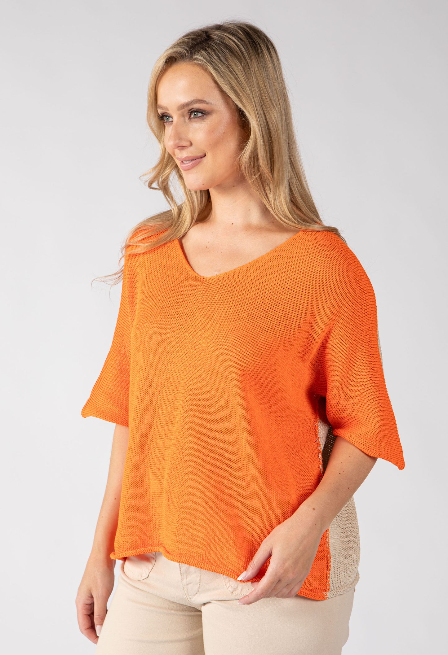 Two Tone Knit Relaxed Jumper