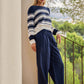 Knitted sweater with stripes and long sleeves