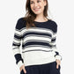 Knitted sweater with stripes and long sleeves