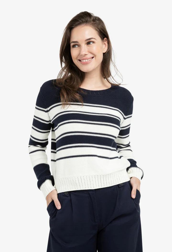 Knitted sweater with stripes and long sleeves