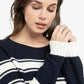 Knitted sweater with stripes and long sleeves