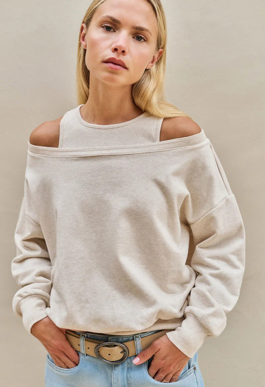 Sweatshirt with layered neckline detail