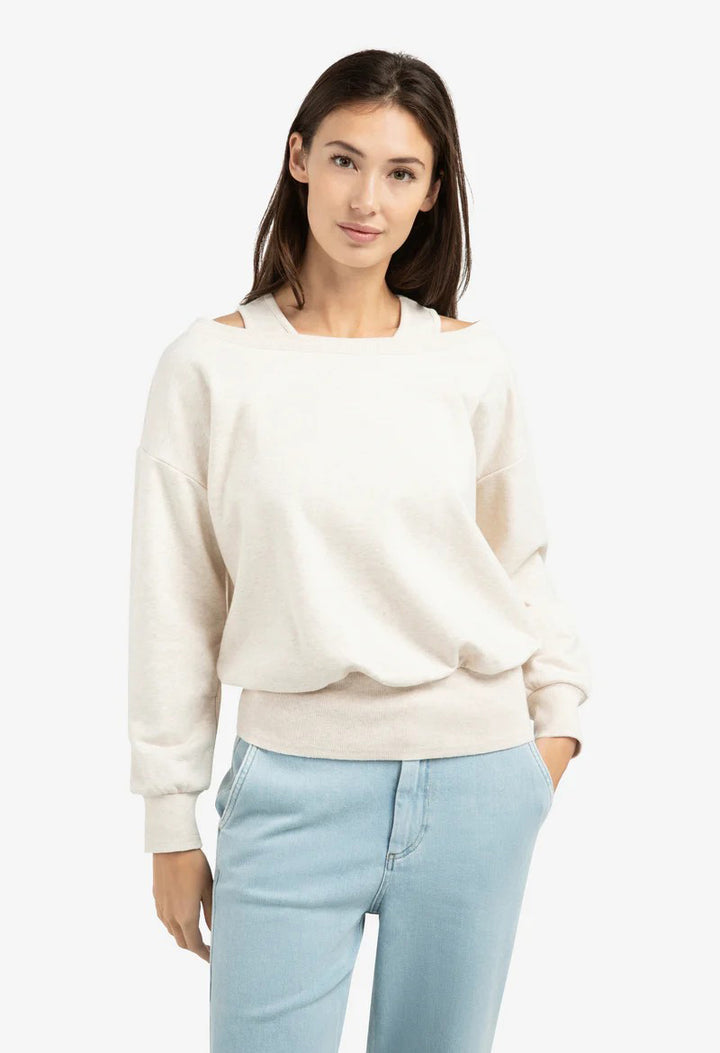 Sweatshirt with layered neckline detail