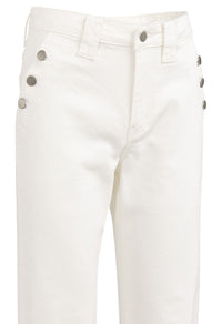 Button Detail Wide Leg Jeans