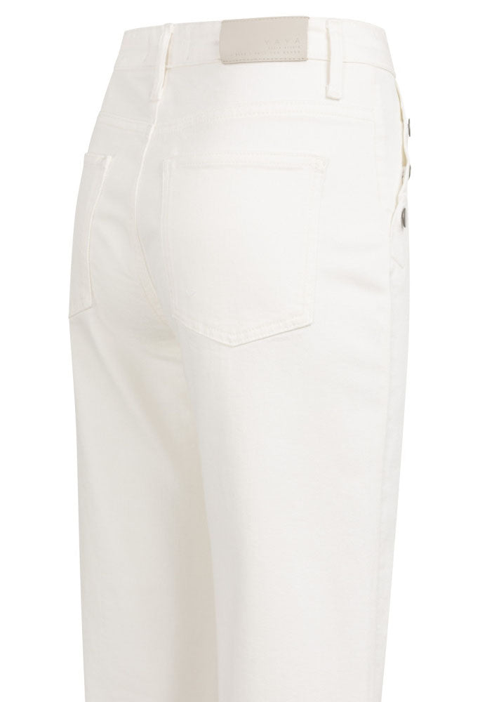 Button Detail Wide Leg Jeans