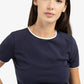 T-shirt with contrasting trim and round neck