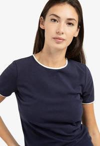 T-shirt with contrasting trim and round neck
