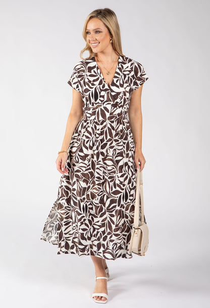 Kiki Leaf Print Midi Dress