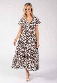 Kiki Leaf Print Midi Dress