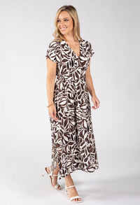 Kiki Leaf Print Midi Dress