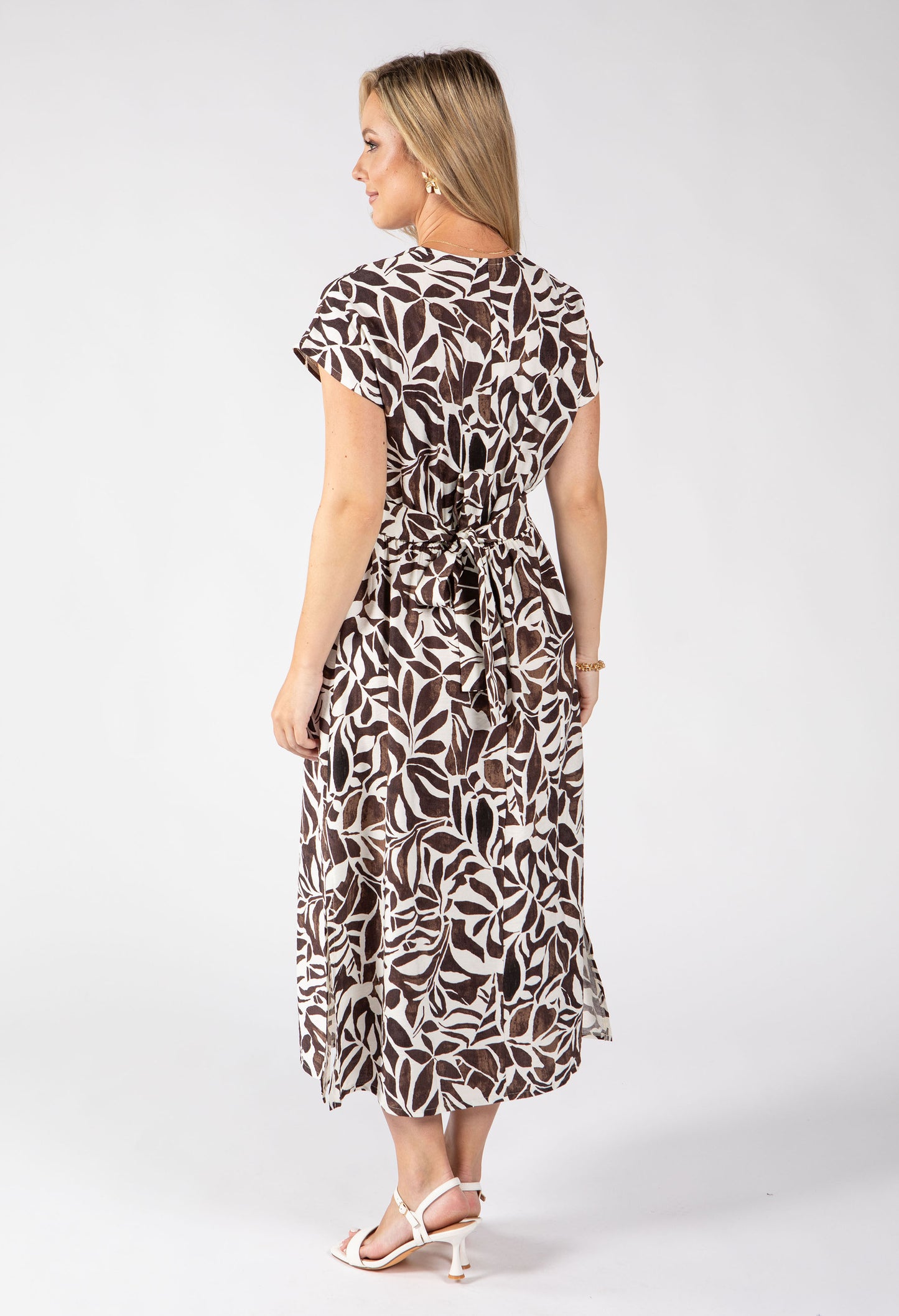 Kiki Leaf Print Midi Dress