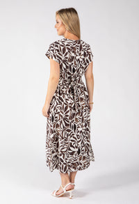 Kiki Leaf Print Midi Dress