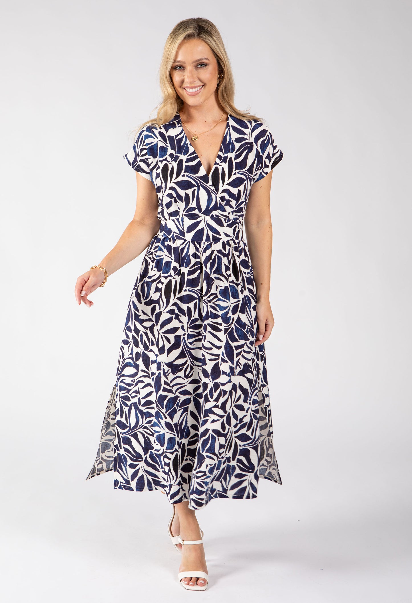 Kiki Leaf Print Midi Dress
