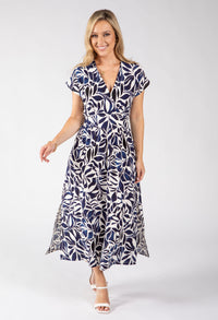 Kiki Leaf Print Midi Dress