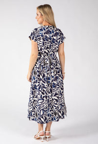 Kiki Leaf Print Midi Dress