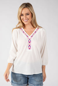 Brielle Aztec Trim Blouse