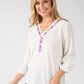 Brielle Aztec Trim Blouse