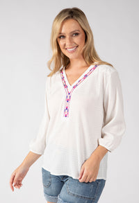 Brielle Aztec Trim Blouse