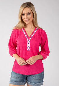 Brielle Aztec Trim Blouse