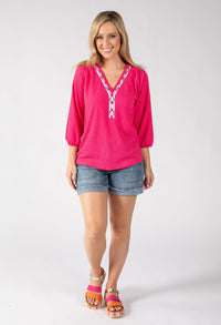 Brielle Aztec Trim Blouse