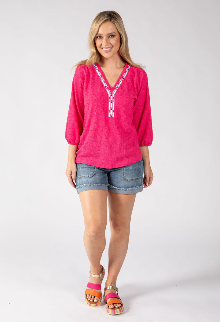 Brielle Aztec Trim Blouse