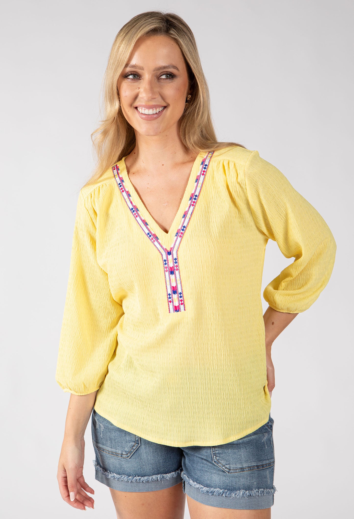 Brielle Aztec Trim Blouse