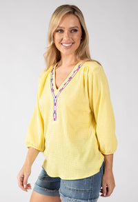 Brielle Aztec Trim Blouse