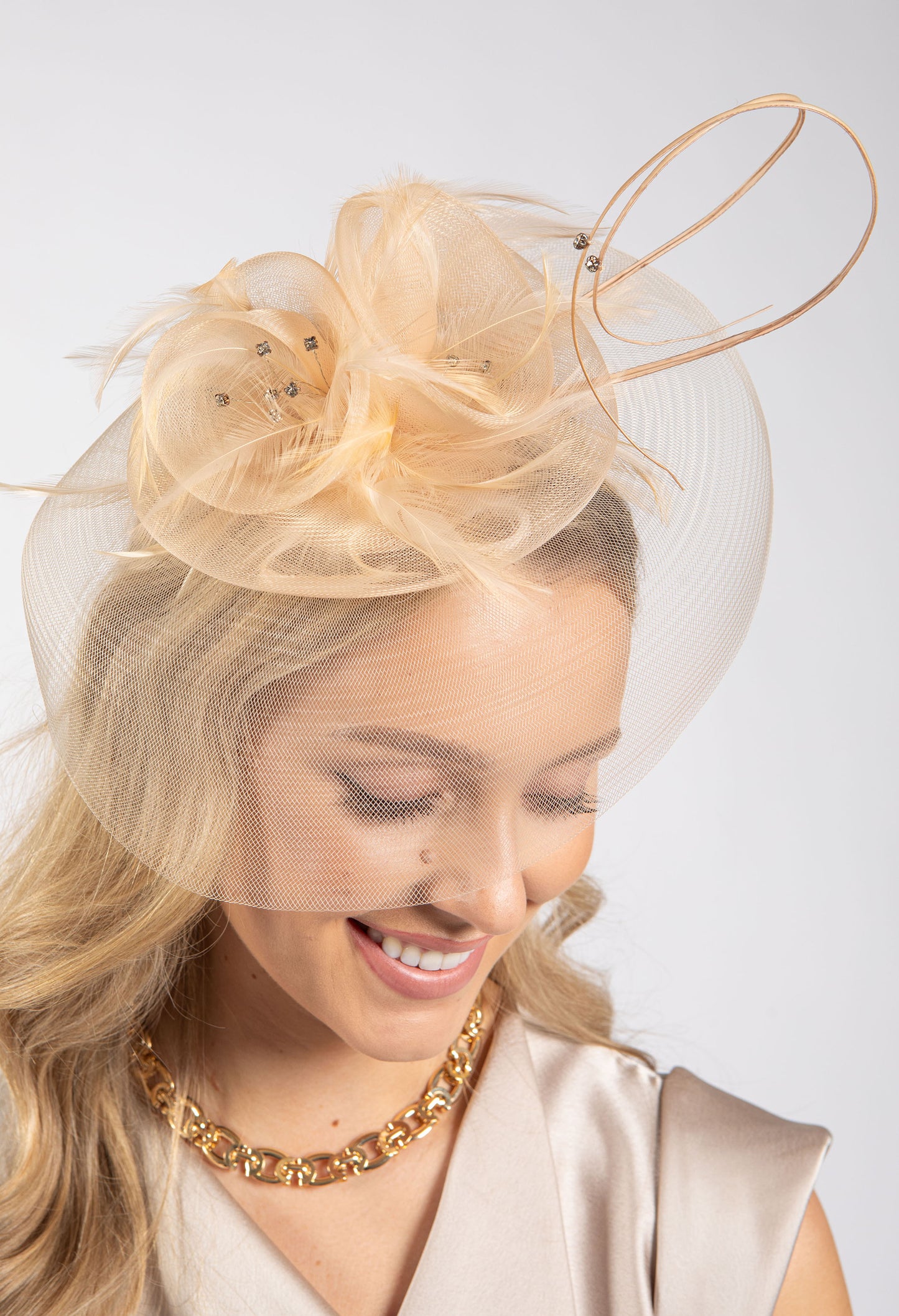 Feather & Diamante Detail Fascinator