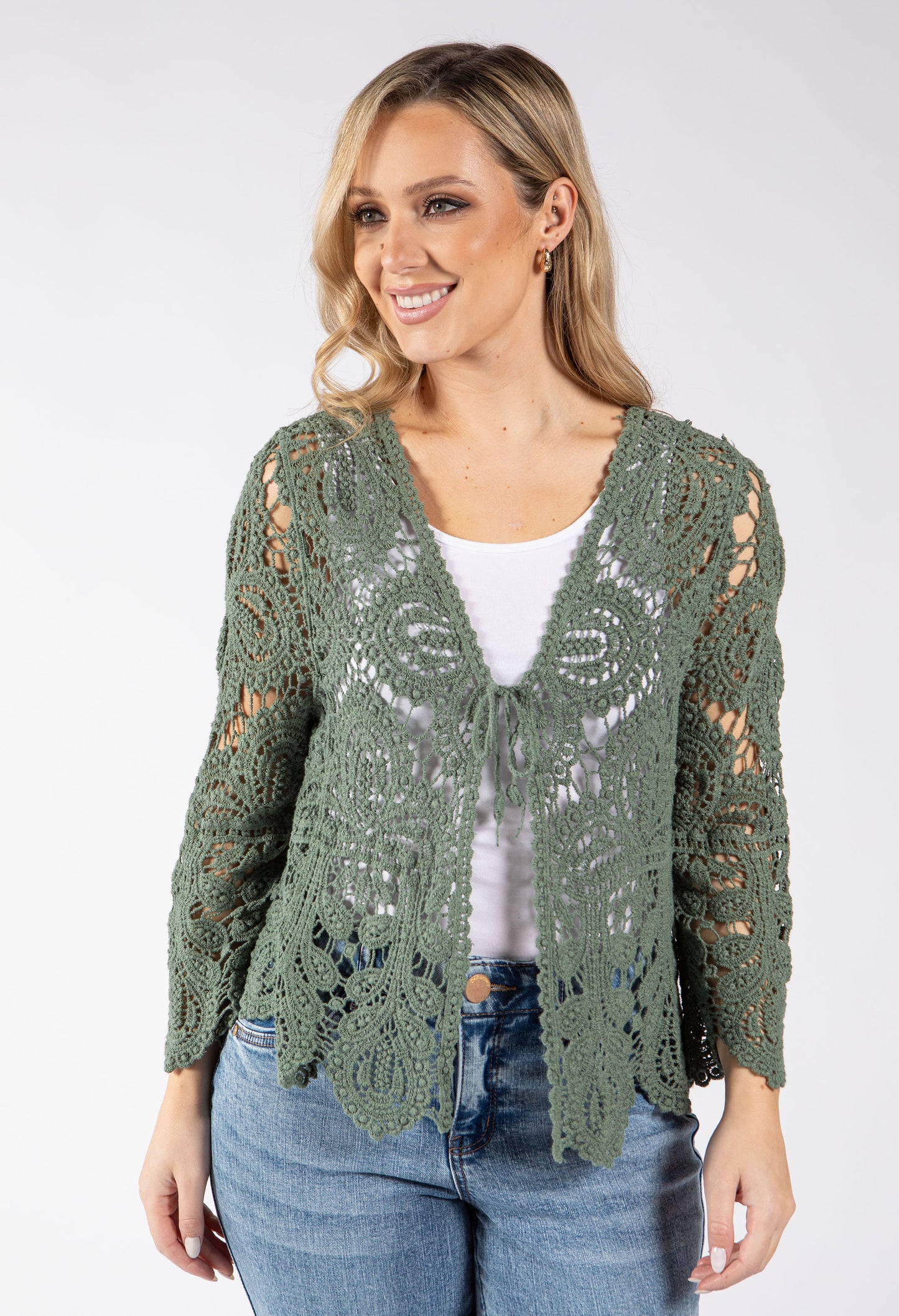 Tie Front Crochet Cardigan