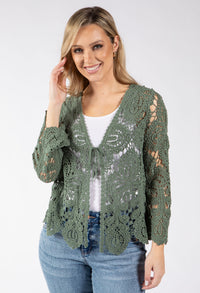 Tie Front Crochet Cardigan