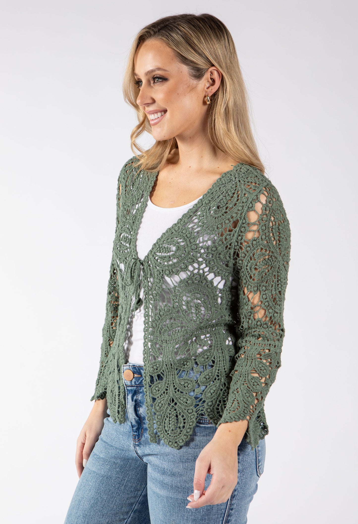 Tie Front Crochet Cardigan