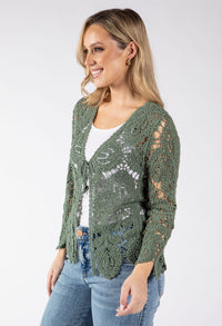 Tie Front Crochet Cardigan