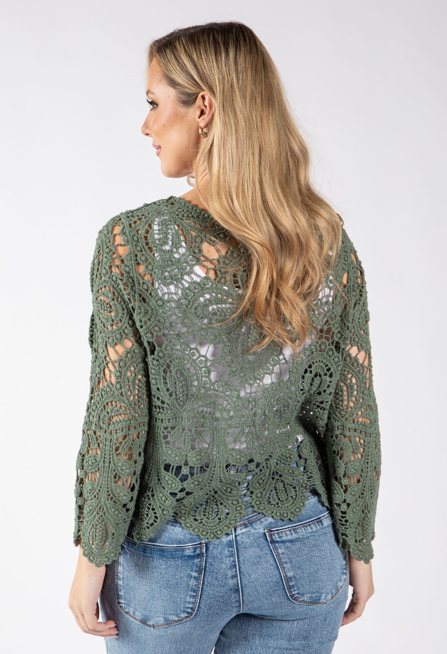 Tie Front Crochet Cardigan