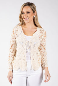 Tie Front Crochet Cardigan