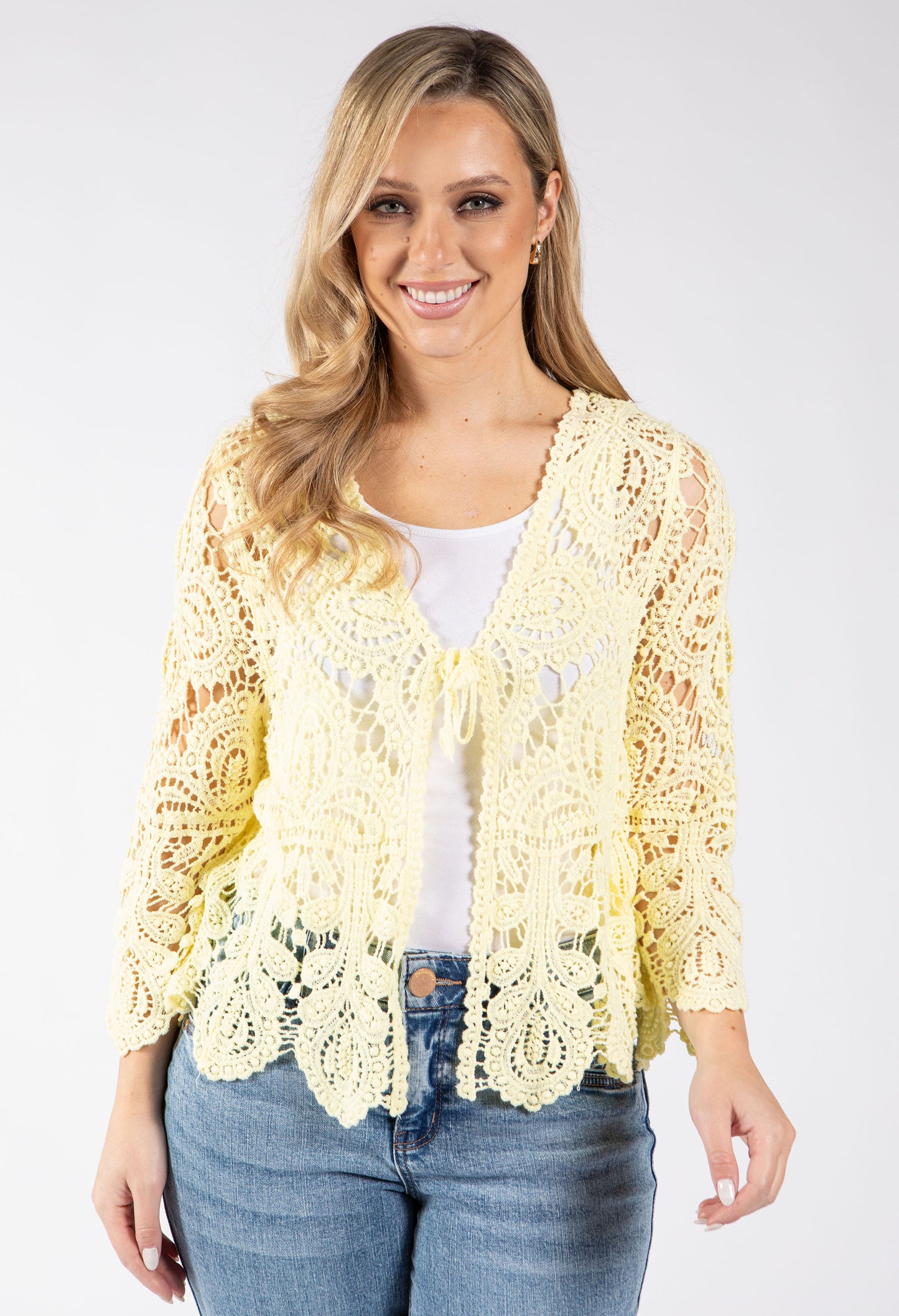 Tie Front Crochet Cardigan
