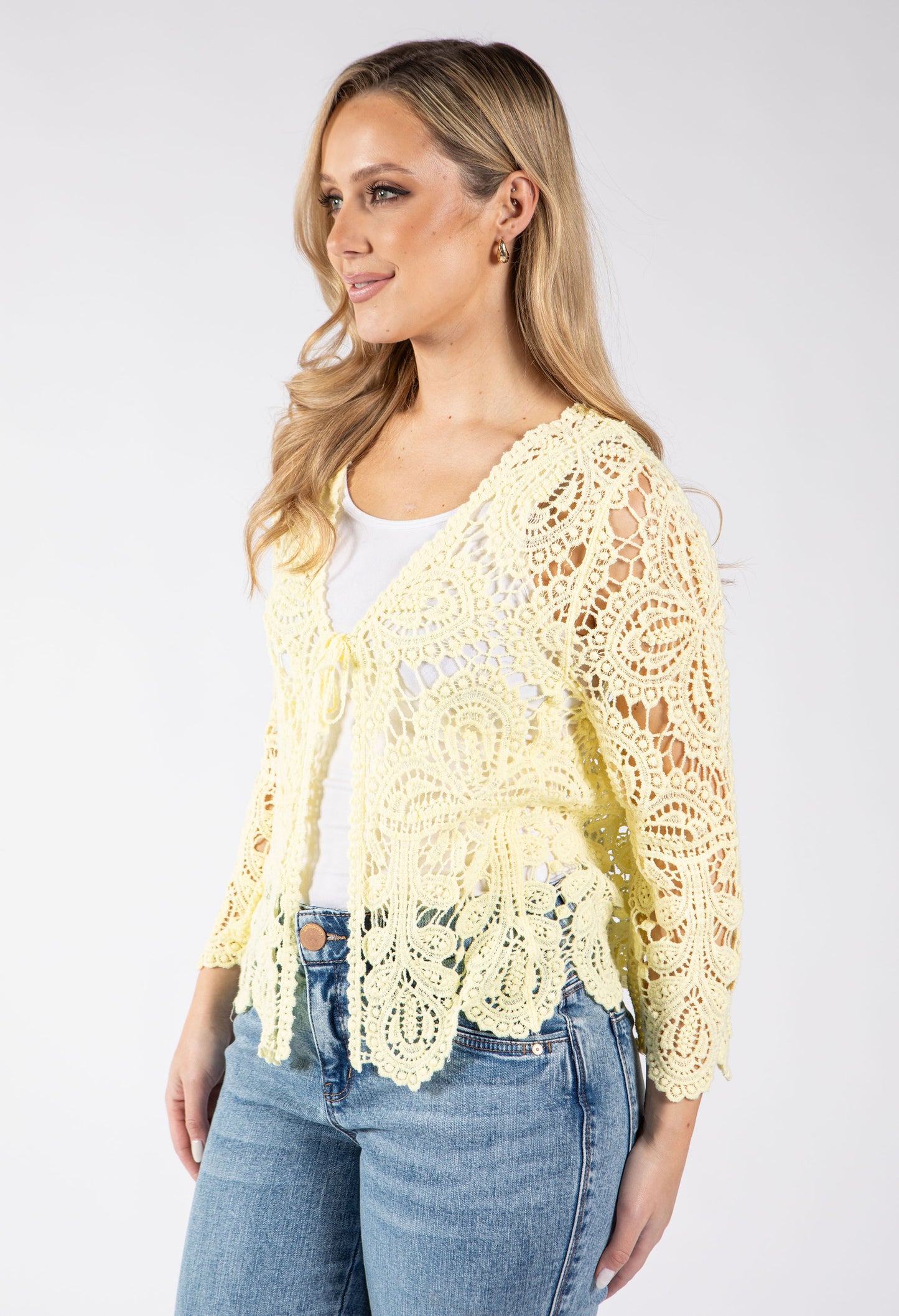 Tie Front Crochet Cardigan