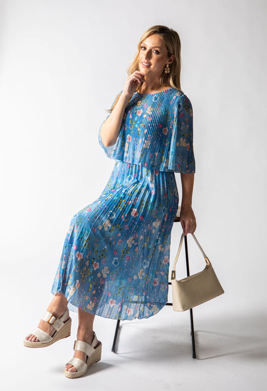 bloom print plisse dress