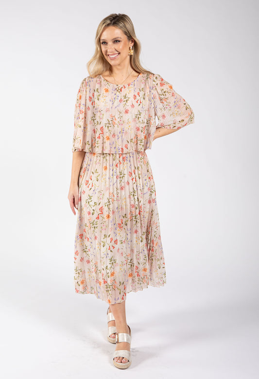 bloom print plisse dress