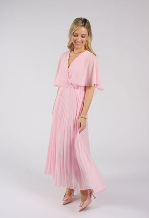 Olivia Plisse Pleated Wrap Midi Dress