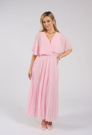 Olivia Plisse Pleated Wrap Midi Dress