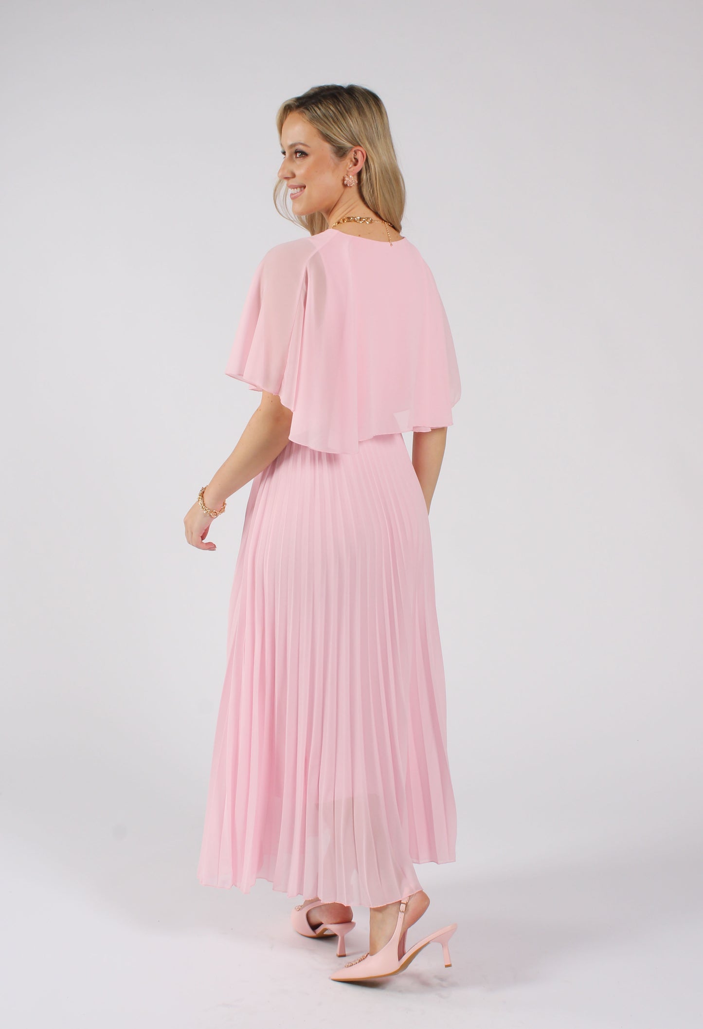 Plisse Pleated Wrap Midi Dress