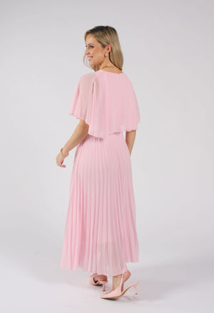 Olivia Plisse Pleated Wrap Midi Dress