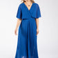 Olivia Plisse Pleated Wrap Midi Dress
