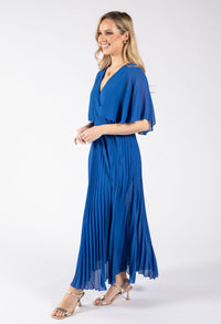 Olivia Plisse Pleated Wrap Midi Dress