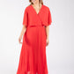 Olivia Plisse Pleated Wrap Midi Dress