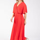 Olivia Plisse Pleated Wrap Midi Dress