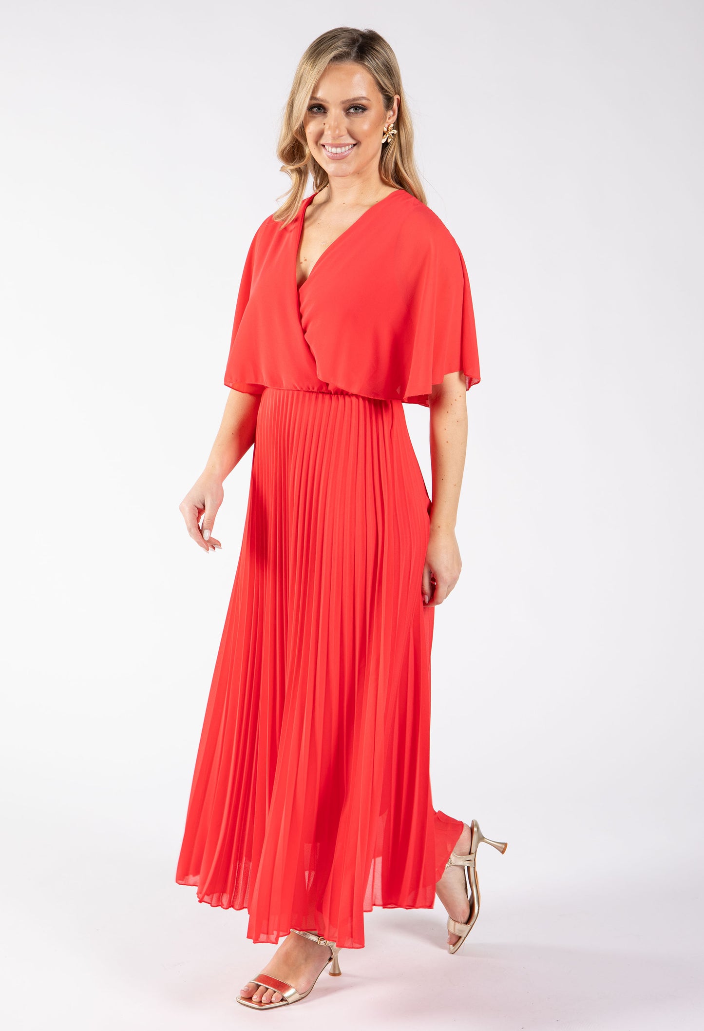 Olivia Plisse Pleated Wrap Midi Dress