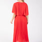 Olivia Plisse Pleated Wrap Midi Dress