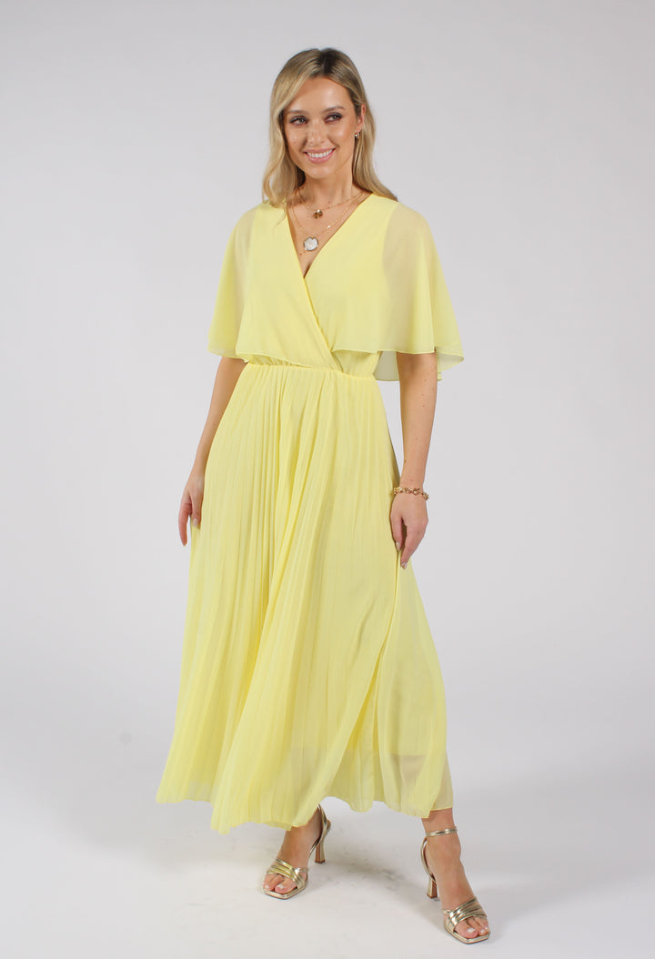 Olivia Plisse Pleated Wrap Midi Dress