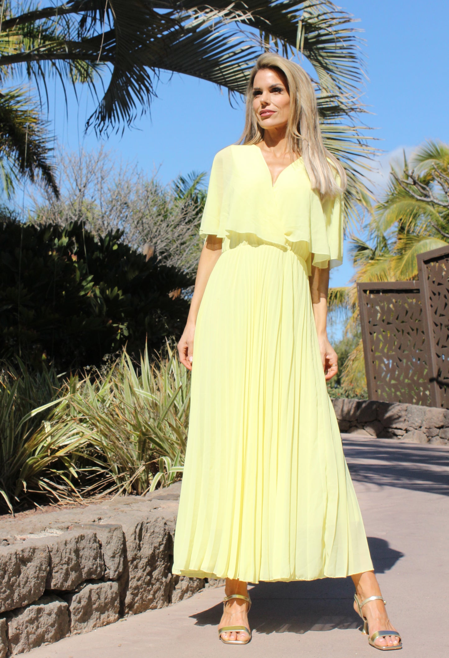 Plisse Pleated Wrap Midi Dress